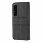 For Sony Xperia 1 VI Embossed Stripes Skin Feel Leather Phone Case(Black) - 3