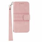 For Fujitsu Arrows F-51E We2 Embossed Stripes Skin Feel Leather Phone Case(Pink) - 2