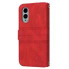 For Fujitsu Arrows F-51E We2 Embossed Stripes Skin Feel Leather Phone Case(Red) - 3