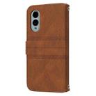 For Fujitsu Arrows F-51E We2 Embossed Stripes Skin Feel Leather Phone Case(Brown) - 3