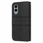 For Fujitsu Arrows F-51E We2 Embossed Stripes Skin Feel Leather Phone Case(Black) - 3