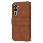 For Fujitsu Arrows F-51E We2 Plus Embossed Stripes Skin Feel Leather Phone Case(Brown) - 3