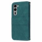 For Fujitsu Arrows F-51E We2 Plus Embossed Stripes Skin Feel Leather Phone Case(Dark Green) - 3