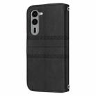 For Fujitsu Arrows F-51E We2 Plus Embossed Stripes Skin Feel Leather Phone Case(Black) - 3