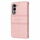 For Fujitsu Arrows Alpha F-51F Embossed Stripes Skin Feel Leather Phone Case(Pink) - 3