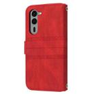 For Fujitsu Arrows Alpha F-51F Embossed Stripes Skin Feel Leather Phone Case(Red) - 3