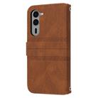For Fujitsu Arrows Alpha F-51F Embossed Stripes Skin Feel Leather Phone Case(Brown) - 3