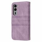 For Fujitsu Arrows Alpha F-51F Embossed Stripes Skin Feel Leather Phone Case(Light Purple) - 3