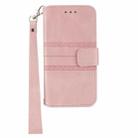 For Honor 200 Pro Embossed Stripes Skin Feel Leather Phone Case(Pink) - 2