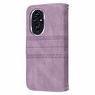 For Honor 200 Pro Embossed Stripes Skin Feel Leather Phone Case(Light Purple) - 3