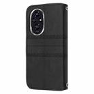 For Honor 200 Pro Embossed Stripes Skin Feel Leather Phone Case(Black) - 3