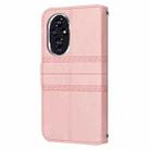 For Honor 200 Embossed Stripes Skin Feel Leather Phone Case(Pink) - 3