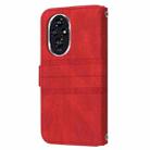 For Honor 200 Embossed Stripes Skin Feel Leather Phone Case(Red) - 3