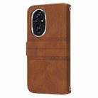 For Honor 200 Embossed Stripes Skin Feel Leather Phone Case(Brown) - 3