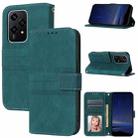 For Honor 200 Lite Global Embossed Stripes Skin Feel Leather Phone Case(Dark Green) - 1