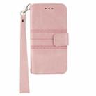 For Honor 300 Embossed Stripes Skin Feel Leather Phone Case(Pink) - 2