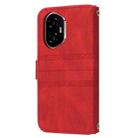 For Honor 300 Embossed Stripes Skin Feel Leather Phone Case(Red) - 3