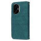 For Honor 300 Embossed Stripes Skin Feel Leather Phone Case(Dark Green) - 3