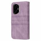 For Honor 300 Embossed Stripes Skin Feel Leather Phone Case(Light Purple) - 3