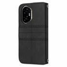 For Honor 300 Embossed Stripes Skin Feel Leather Phone Case(Black) - 3