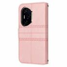 For Honor 300 Pro 5G / 300 Ultra 5G Embossed Stripes Skin Feel Leather Phone Case(Pink) - 3