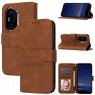 For Honor 300 Pro 5G / 300 Ultra 5G Embossed Stripes Skin Feel Leather Phone Case(Brown) - 1