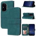 For Honor 300 Pro 5G / 300 Ultra 5G Embossed Stripes Skin Feel Leather Phone Case(Dark Green) - 1