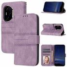 For Honor 300 Pro 5G / 300 Ultra 5G Embossed Stripes Skin Feel Leather Phone Case(Light Purple) - 1