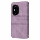 For Honor 300 Pro 5G / 300 Ultra 5G Embossed Stripes Skin Feel Leather Phone Case(Light Purple) - 3