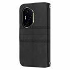 For Honor 300 Pro 5G / 300 Ultra 5G Embossed Stripes Skin Feel Leather Phone Case(Black) - 3