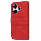For Redmi 13 4G Embossed Stripes Skin Feel Leather Phone Case(Red) - 3