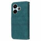 For Redmi 13 4G Embossed Stripes Skin Feel Leather Phone Case(Dark Green) - 3