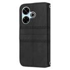 For Redmi 13 4G Embossed Stripes Skin Feel Leather Phone Case(Black) - 3