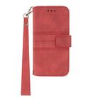 For Redmi 14C 4G Embossed Stripes Skin Feel Leather Phone Case(Red) - 2