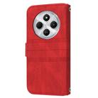 For Redmi 14C 4G Embossed Stripes Skin Feel Leather Phone Case(Red) - 3