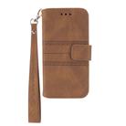 For Redmi 14C 4G Embossed Stripes Skin Feel Leather Phone Case(Brown) - 2