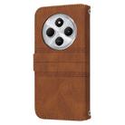 For Redmi 14C 4G Embossed Stripes Skin Feel Leather Phone Case(Brown) - 3