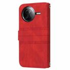 For Redmi K80 5G / K80 Pro 5G Embossed Stripes Skin Feel Leather Phone Case(Red) - 3