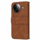 For Redmi K80 5G / K80 Pro 5G Embossed Stripes Skin Feel Leather Phone Case(Brown) - 3