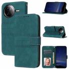 For Redmi K80 5G / K80 Pro 5G Embossed Stripes Skin Feel Leather Phone Case(Dark Green) - 1