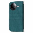 For Redmi K80 5G / K80 Pro 5G Embossed Stripes Skin Feel Leather Phone Case(Dark Green) - 3