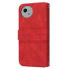 For Sharp Aquos Wish 4 Embossed Stripes Skin Feel Leather Phone Case(Red) - 3