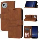 For Sharp Aquos Wish 4 Embossed Stripes Skin Feel Leather Phone Case(Brown) - 1