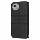 For Sharp Aquos Wish 4 Embossed Stripes Skin Feel Leather Phone Case(Black) - 3