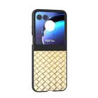 For Motorola Razr 50 Black Frame Woven Texture PU Phone Case(Gold) - 2