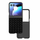 For Motorola Razr 50 Black Frame Woven Texture PU Phone Case(Black) - 1