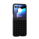 For Motorola Razr 50 Black Frame Woven Texture PU Phone Case(Black) - 2