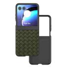 For Motorola Razr 50 Black Frame Woven Texture PU Phone Case(Green) - 1