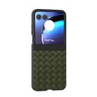 For Motorola Razr 50 Black Frame Woven Texture PU Phone Case(Green) - 2