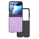 For Motorola Razr 50 Black Frame Woven Texture PU Phone Case(Purple) - 1